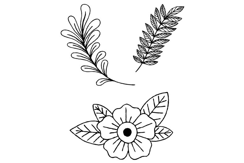 leaves-plants-flower-line-art
