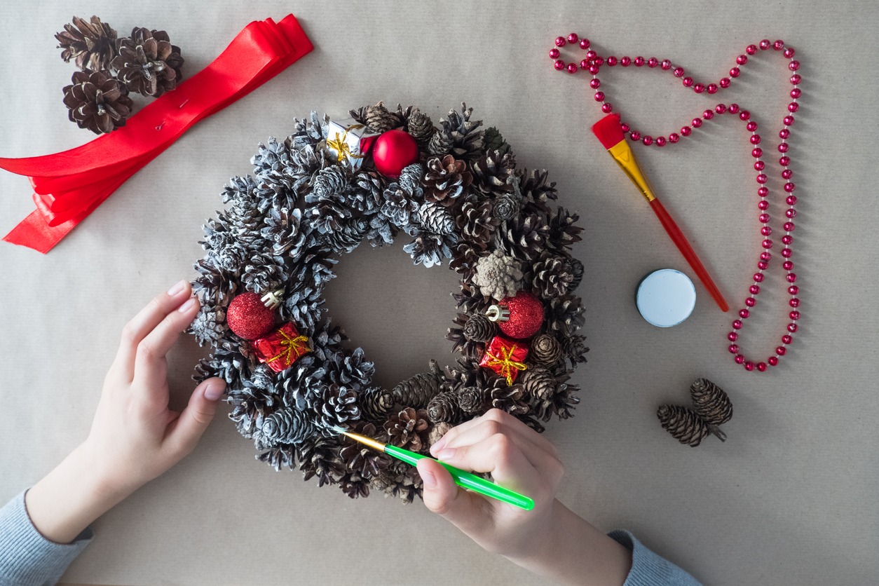 wreath made of pinecones