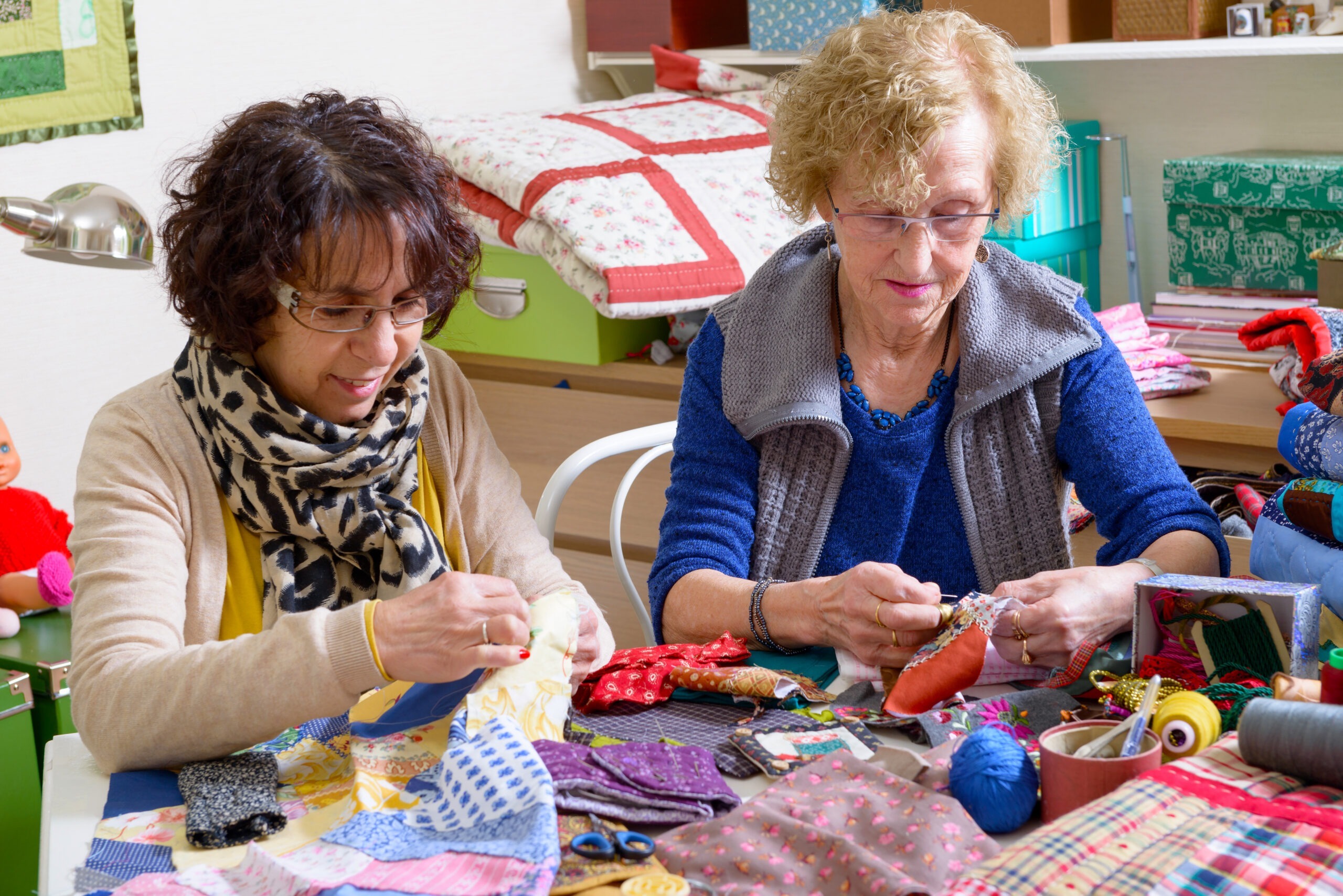 a senior woman doing crafts