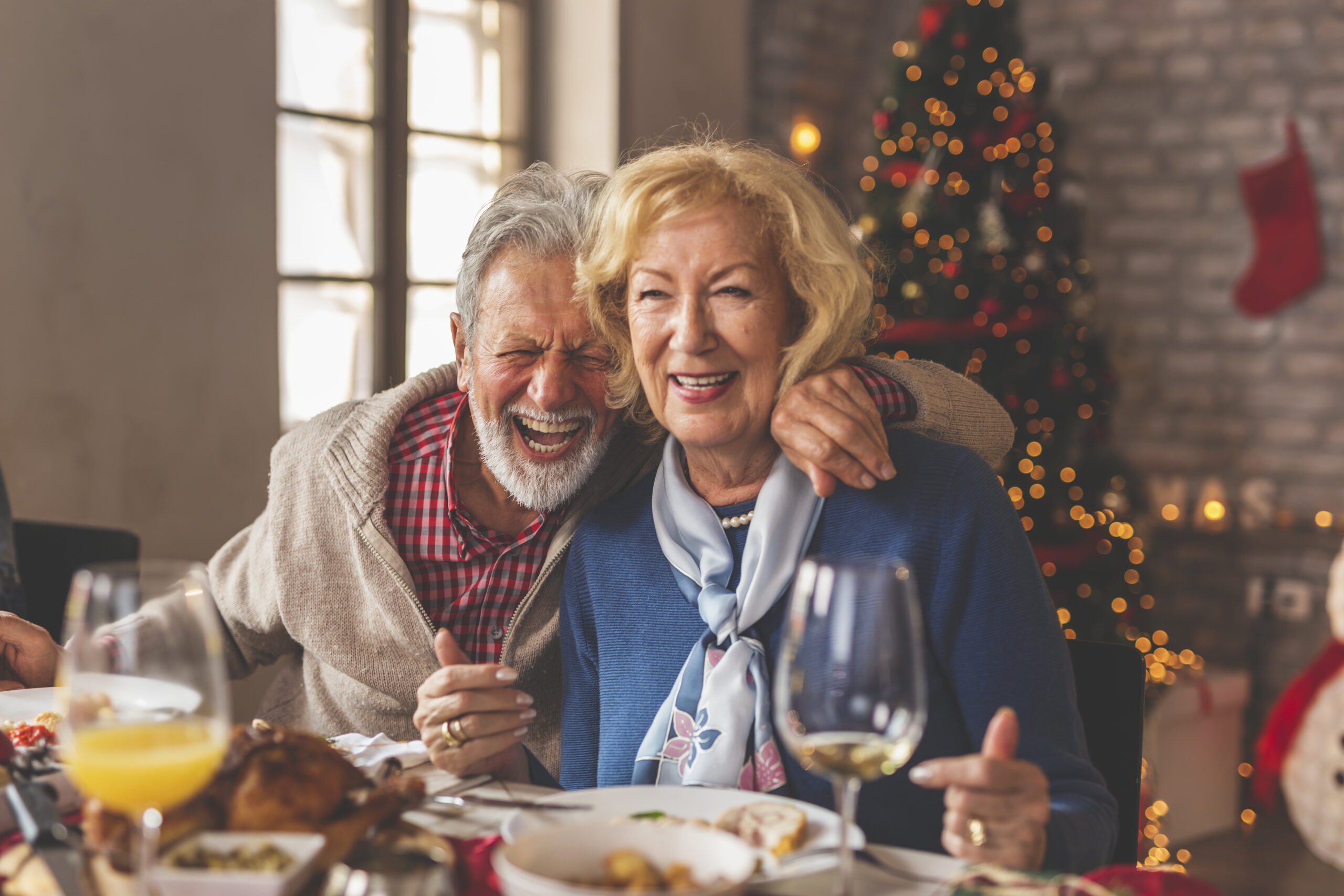 senior couple feeling happy during the winter holiday