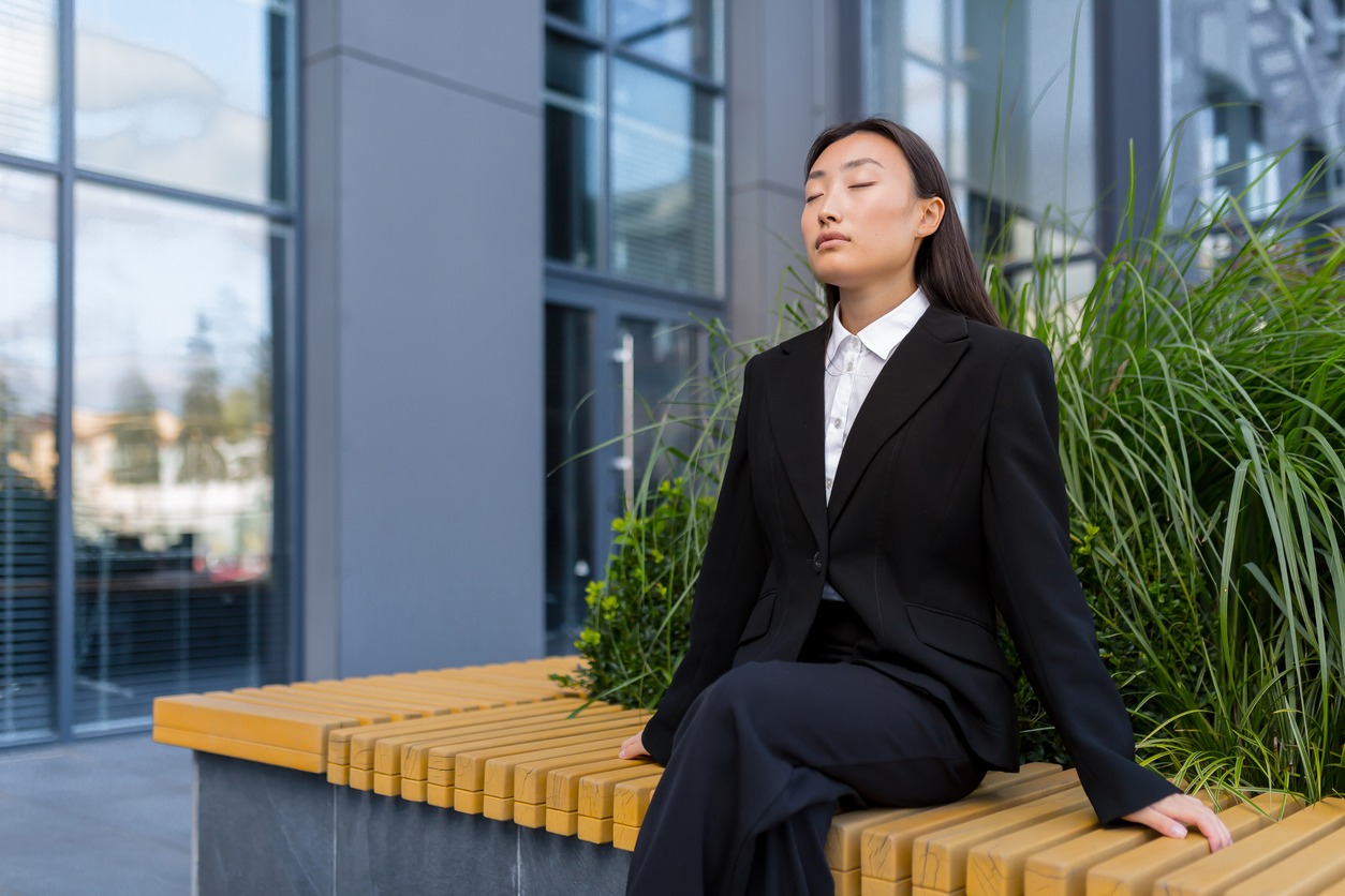 woman relaxing while sitting