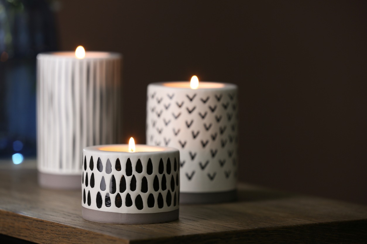 Candles burning on a table