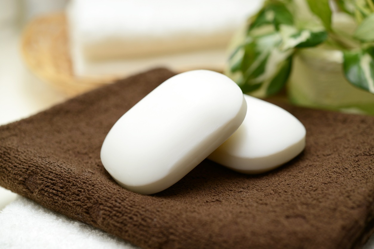 bath soaps on a towel