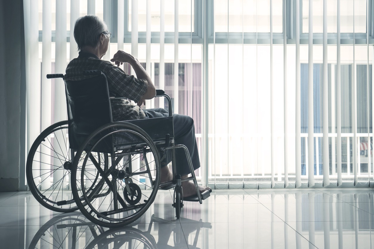 elderly man on a wheelchair