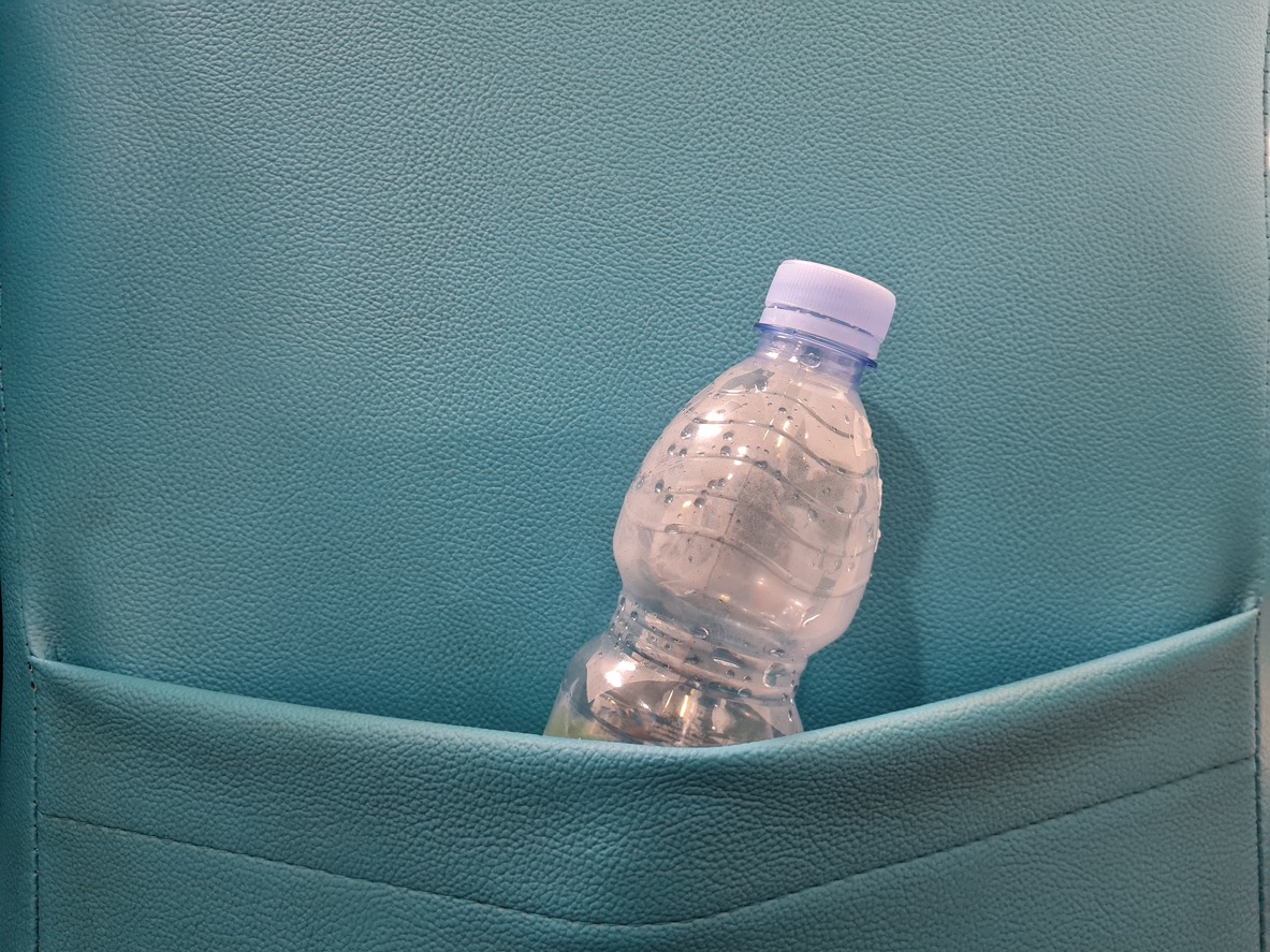 water bottle in a car organizer