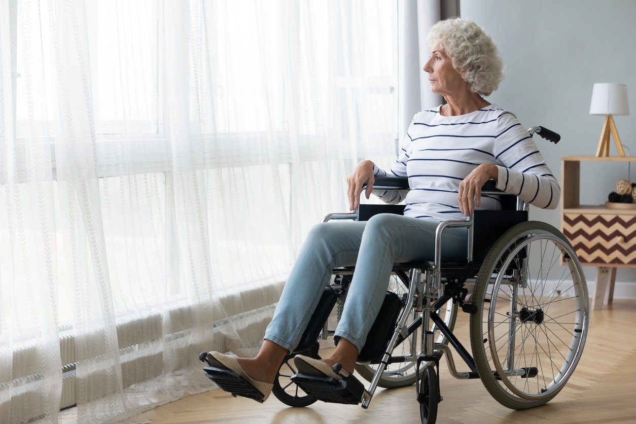 senior lady sitting in a wheelchair