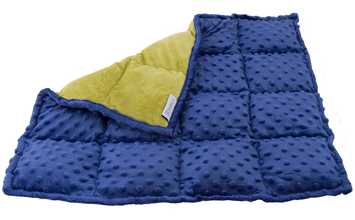 Blue and yellow weighted lap pad