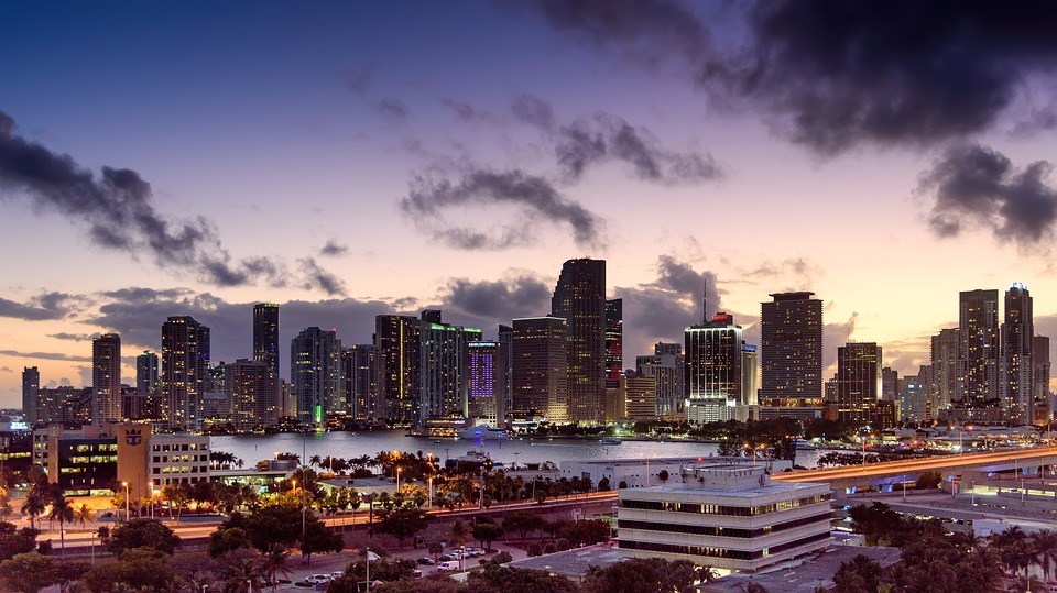 Miami Florida Sunset Skyline