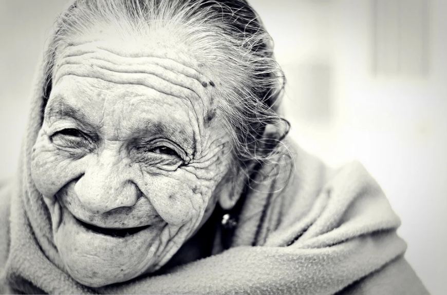 A smiling old woman