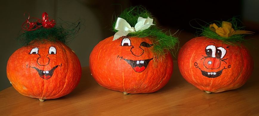 Funny painted pumpkins could be the perfect decoration.