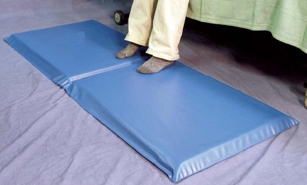 a blue-colored fall mat