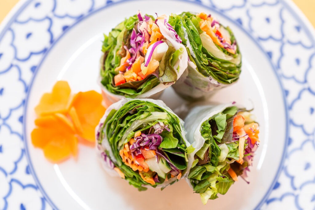 Vegan Thai spring rolls on a plate
