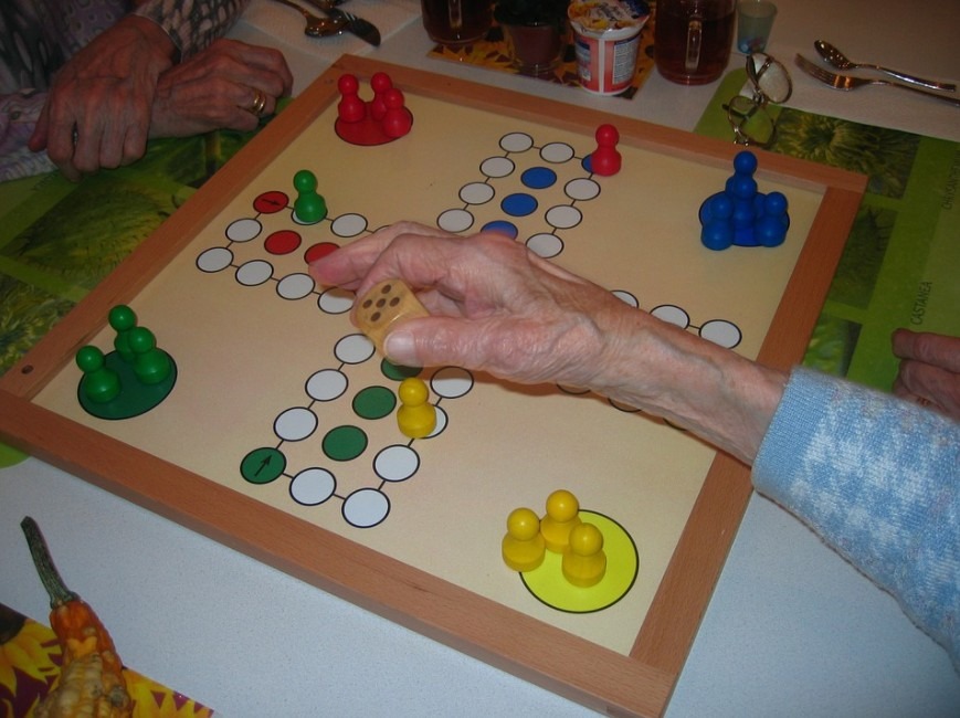 older adults playing Ludo game