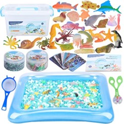 MAGICLUB-Water-Beads-Play-Set-24-Pcs-Ocean-Sea-Animals-Tactile-Sensory-Play-Toys-for-Kids-with-Water-Beads-Tools-sea-Creatures-Animal-Cards-Water-Mat-Great-Sensory-Bins-for-Toddlers-3-