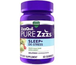ZzzQuil PURE Zzzs, De-Stress & Sleep, Melatonin Sleep Aid with Ashwagandha