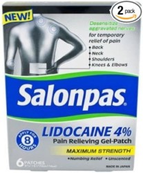 Salonpas Lidocaine 4% Pain Relieving Maximum Strength Gel-Patch 6ct
