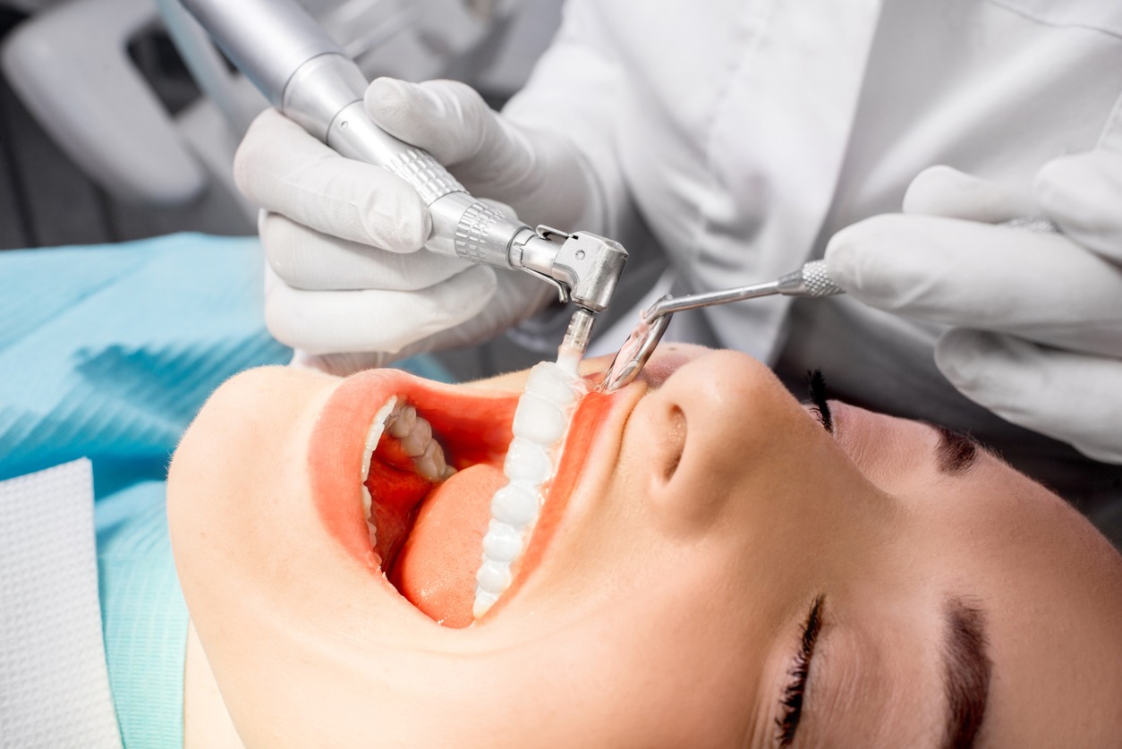 patient undergoing a professional dental cleaning