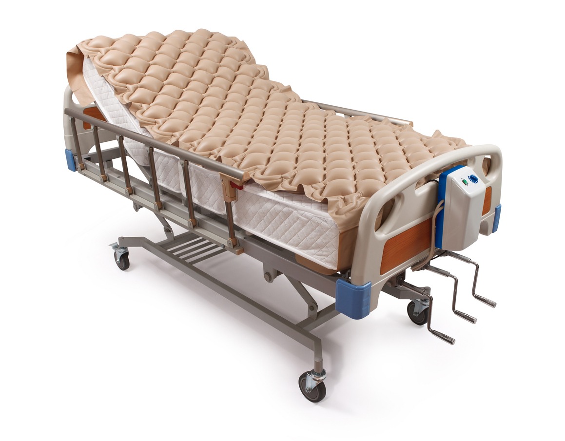 bed with a pressure-relieving mattress
