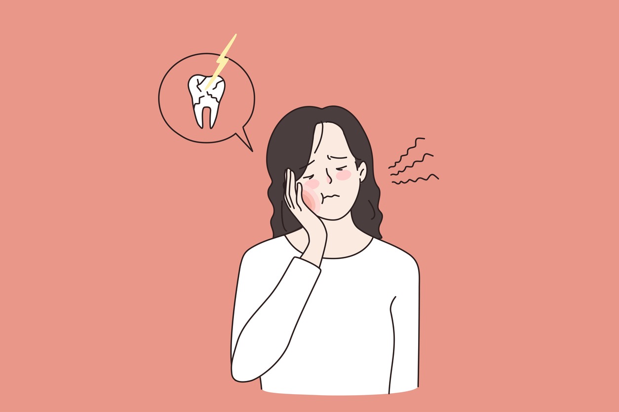 an illustration of a woman suffering from a toothache