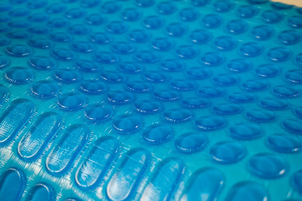 The cool gel pillow material. Abstract background hydrogel pillow cushions. Macro view texture