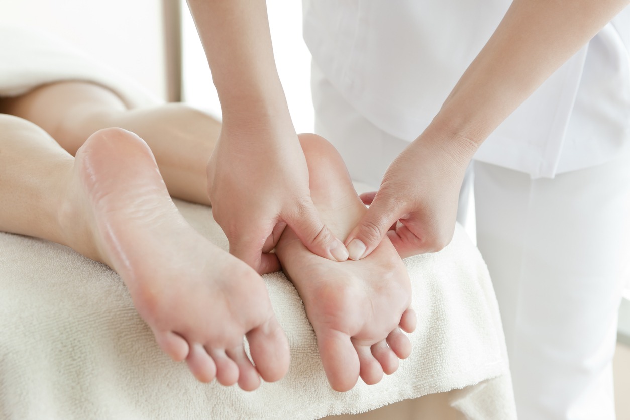 giving a foot massage