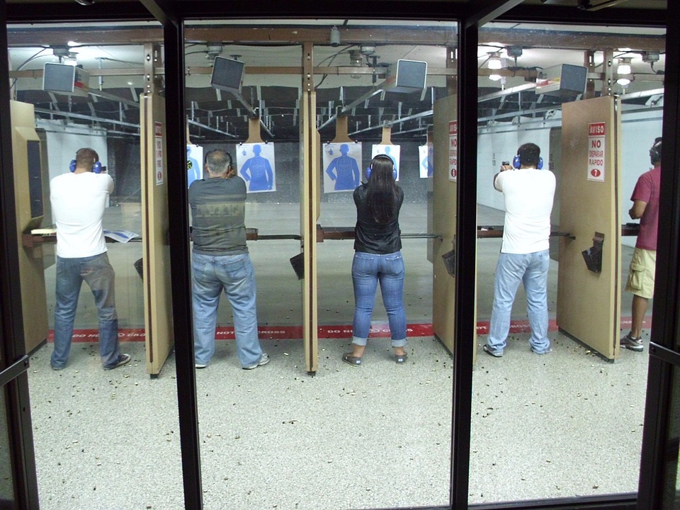 shooters practicing their aim at a shooting range