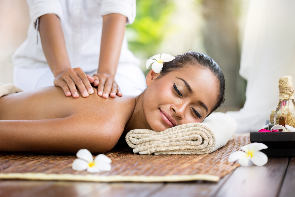 woman feeling relaxed during a massage session